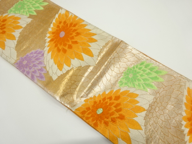 アンティーク　菊模様織り出し袋帯（材料）